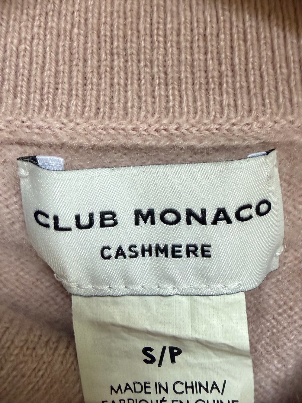 Club Monaco Cashmere Sweater Collar Blush Pink Dusty Rose Size Small Luxury - Picture 3 of 9